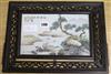 A single Chinese porcelain panel, in carved wood frame panel 15 x 24cm                                                                 