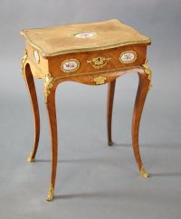 A late 19th century French Louis XV style ormolu kingwood work table, W.1ft 8in. D.1ft 2.5in. H.2ft 3in.                               