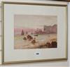 Sidney Yates Johnson, watercolour, Fisherfolk on the beach at low tide, monogrammed, 24 x 35cm                                         