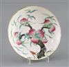 A Chinese famille rose Guangxu nine peach dish with blue glazed six character mark, 6.5in. diameter                                    