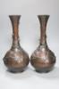 A pair of Japanese Meiji period bronze bottle vases, repaired to neck, height 46cm                                                                                                                                          