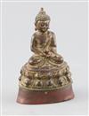 A Chinese lacquered bronze figure of Buddha Shakyamuni, 17th century, H. 14.5cm                                                        