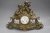 Louis XVI style bronze mantel clock with Sevres style porcelain plaques                                                                                                                                                     