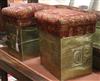 A pair of Edwardian embossed brass stools W.39cm                                                                                       