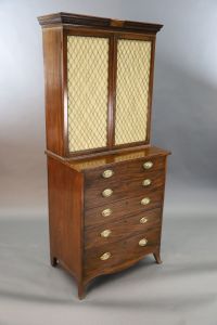 A Regency mahogany secretaire bookcase, W.2ft 9in. D.1ft 8in. H.6ft 1in.                                                               