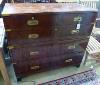 A Victorian style mahogany two part military chest, width 108cm depth 47cm height 100cm                                                                                                                                     