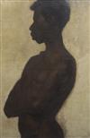 Albert de Belleroche (1864-1944) Half length portrait of a nude black man 30 x 20.5in.                                                 