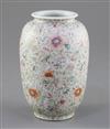 A Chinese famille rose ovoid vase, Qing dynasty, H. 15cm, drilled hole to side of base                                                 