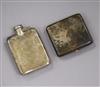 A George V silver hip flask and a silver cigarette case.                                                                               