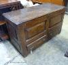 An 18th century pine mule chest, length 117cm, depth 49cm, height 68cm                                                                                                                                                      