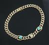An Edwardian 15ct gold, turquoise and diamond set curb link bracelet,                                                                  