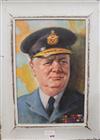 English School, oil on canvas board, Portrait of Winston Churchill, 50 x 32cm                                                          