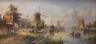Dutch School, pair of oils on board, Estuary scenes, 18 x 38cm                                                                                                                                                              