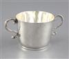 A James II silver porringer, 127 grams.                                                                                                