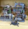 Six miniature sewing machines                                                                                                                                                                                               