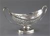 An Edwardian pierced silver two handled oval dish by William Hutton & Sons, 12.5 oz.                                                   