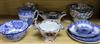 A Cauldon transfer-printed blue and white jug and sugar bowl and sundry other English ceramics,                                        