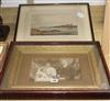 A framed Edwardian family photograph and a print of Lambeth from Millbank                                                              