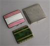 A George V silver cigarette case, an enamelled cigarette case and a compact.                                                           