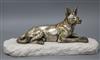 An Art Deco silver plated bronze model of a dog on marble base, signed H. Payen length 44cm                                            