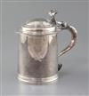 A Queen Anne Britannia standard silver lidded tankard, by Seth Lofthouse? 16.5 oz.                                                     