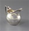 A George III provincial silver helmet shaped cream jug, by Dorothy Langlands, 2.5 oz.                                                  