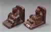 A pair of Chinese soapstone Buddha bookends                                                                                            