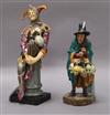 Two Royal Doulton figures: The Jester HN2018 and The Mask Man HN2103 tallest 26cm                                                      