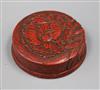 A Japanese red lacquer (kogo) box and cover Diameter 10cm                                                                              