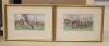 Moira Hoddell, two watercolours, 'The Meet at Offham' and 'Hunting Folk', signed, largest 10 x 17cm                                                                                                                         