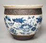 A Chinese blue and white crackle glaze jardiniere, c.1900, 23cm                                                                                                                                                             