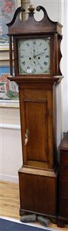 Cottell of Crewkerne. A late 18th century oak and mahogany crossbanded eight day longcase clock H.207cm                                