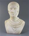 After the antique. A white marble bust of the Holkham Vestal Virgin, 18in.                                                             