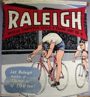 A large Raleigh advertising poster: 72 x 71in. & 72 x 24in                                                                             