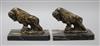 A pair of Art Deco bison bookends, on marble bases height 13cm                                                                         