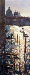 § Bruce Yardley (1962-) 'Grand Canal, Silver & Gold' 60 x 24in.                                                                        