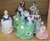 Ten figurines Doulton and Worcester Largest 20cm                                                                                       