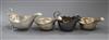 Four assorted 20th century silver sauceboats, 16.5 oz.                                                                                 