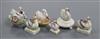 Six Staffordshire porcelain figures of swans, c.1835-50, H. 4cm - 6.4cm                                                                