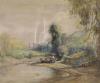 Hester Frood (1882-1971), pencil and watercolour, A Ford near Seaton, South Devon, signed in pencil and dated 1951, 26 x 30cm (a.f.)                                                                                        