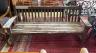 A part painted weathered teak garden bench, length 183cm, depth 56cm, height 80cm                                                                                                                                           