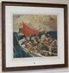 Frank Brangwyn, limited edition colour print, Seamen rowing into harbour, signed in pencil, 50/100, 60 x 67cm                          