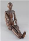 A late 19th / early 20th century carved wood artist's lay figure, 19.25in.                                                             