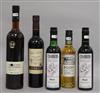 Five bottles of Muscat, Semillion, Pedro Ximenez aged 12 yrs, Moscatel de Setubal                                                      