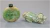 A Chinese carved jadeite snuff bottle, 6cm and a hardstone pig 8cm                                                                     