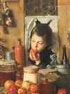 19th Century German School Boy raiding the larder 15.75 x 12in.                                                                        