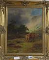 Robert Gallon (1845-1925) oil on canvas, Highland cattle in a valley, signed 44 x 34cm                                                 