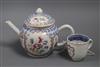 An 18th century Chinese export famille rose teapot and cover and a similar coffee cup Teapot 14cm high                                 