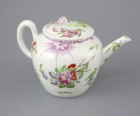 A good Worcester teapot and cover, c.1760, 18.5cm long, ex David Butti collection no.184                                               