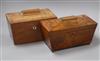 A mahogany tea caddy and a similar rosewood caddy                                                                                      